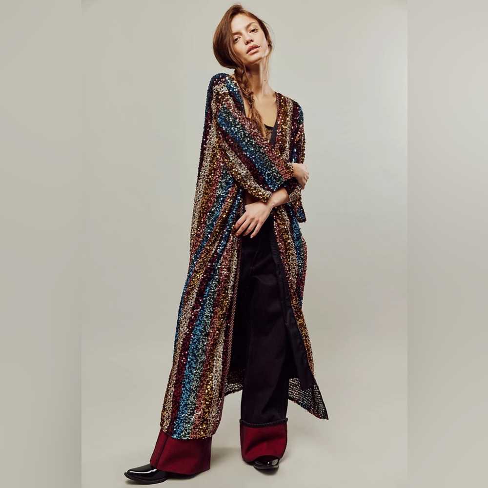 New sold out Free People Sequin prism kimono